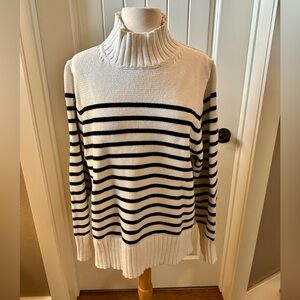 J. Crew Cotton Turtleneck Stripe Sweater Ivory w/Navy Stripes, Women's XXL NWT